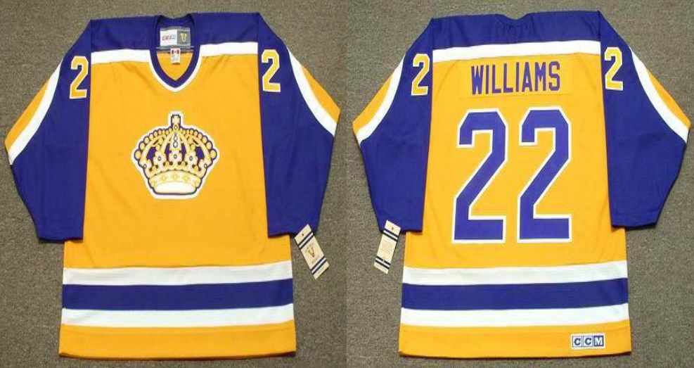 2019 Men Los Angeles Kings #22 Williams Yellow CCM NHL jerseys